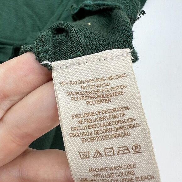 Free People Long Sleeve Green Fly Away Shirt Mesh Cut Outs Size Large - Picture 2 of 4